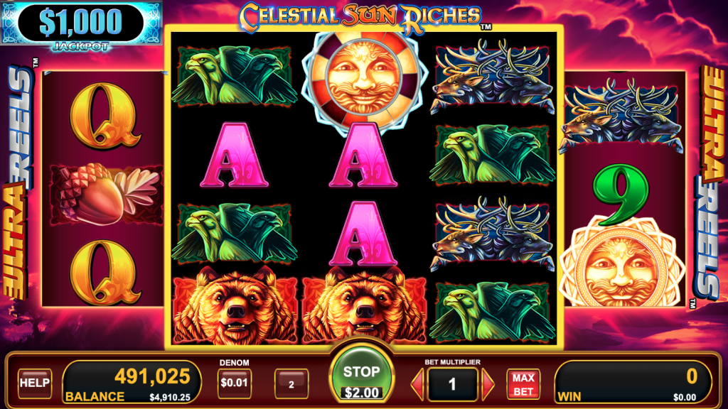 Celestial Sun Riches by Konami two bonus symbols